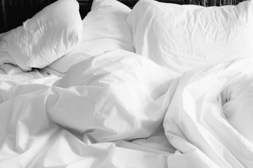 white bedding